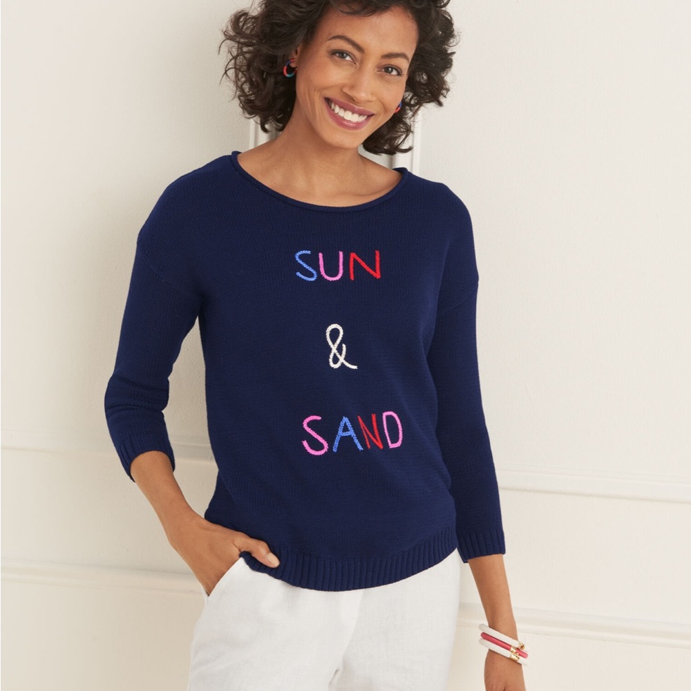 Talbots EMBROIDERED ROLL NECK SWEATER